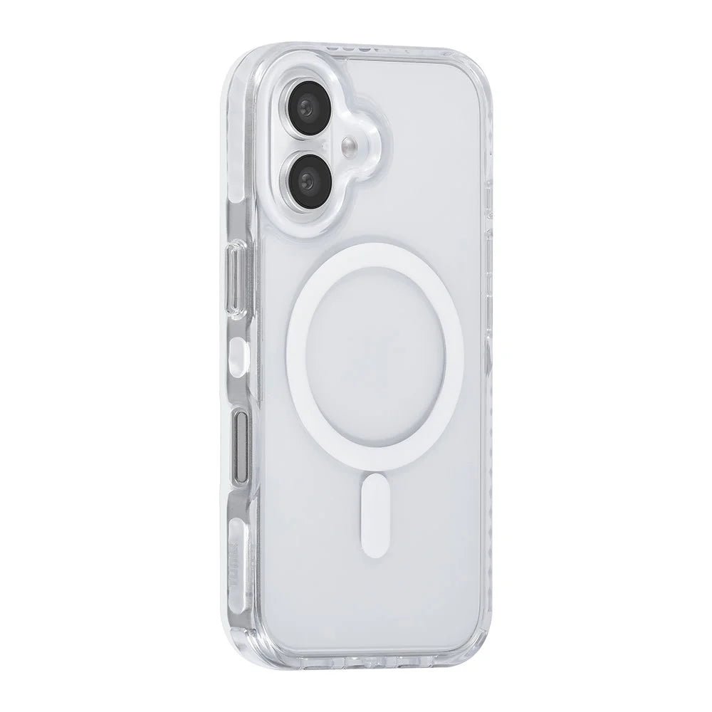 Tuniq iPhone 16 - MagSafe Σκληρή Θήκη με Πλαίσιο Σιλικόνης και Λουράκι - Διάφανη / White