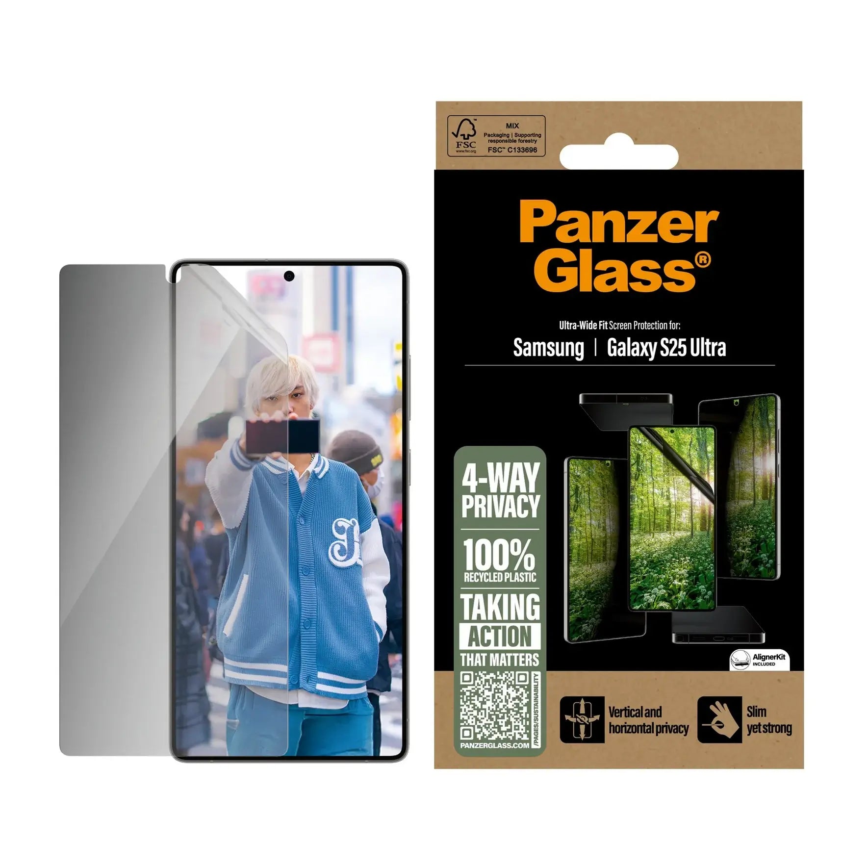 PanzerGlass Samsung Galaxy S25 Ultra Eco Matrix Ultra - Wide Fit Privacy Προστατευτική Mεμβράνη Οθόνης - Διάφανη / Black
