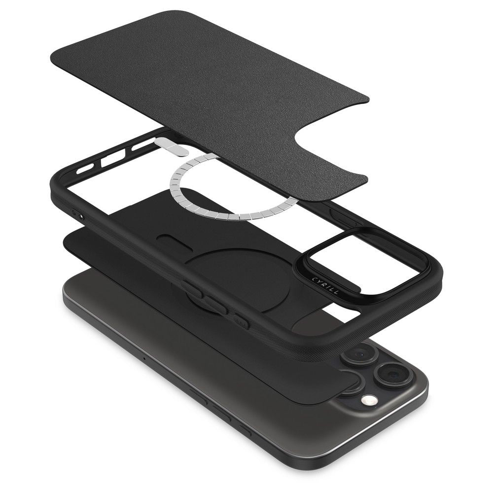 Spigen Cyrill iPhone 16 Pro Kajuk Mag Θήκη με Επένδυση Συνθετικού Δέρματος και MagSafe - Black
