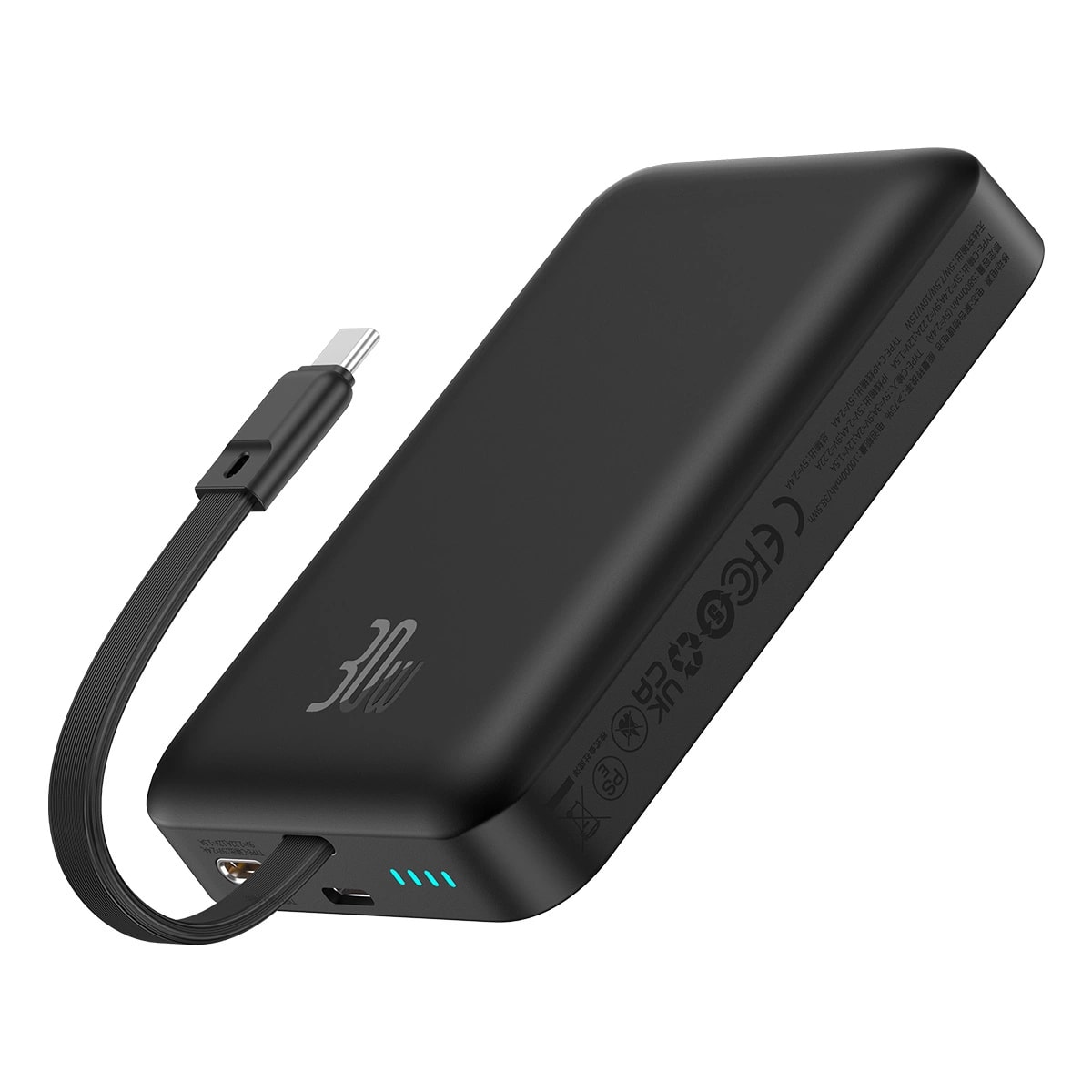 Baseus Magnetic Mini Ασύρματο MagSafe PowerBank 10000mAh 30W με Ενσωματωμένο Καλώδιο Type - C - Black