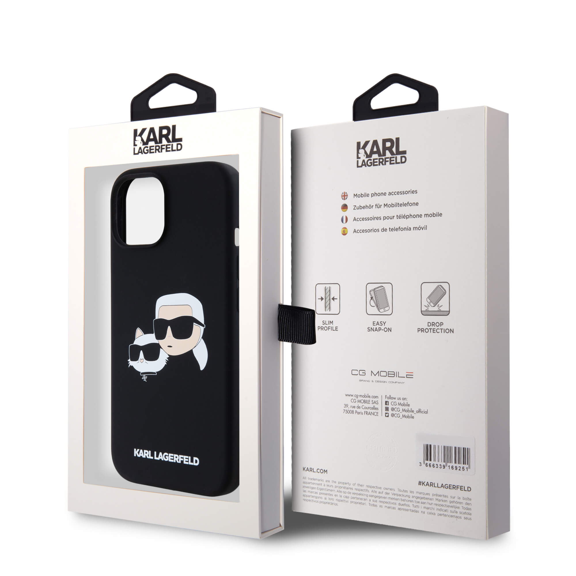 Karl Lagerfeld iPhone 13 / 14 / 15 - Silicone Karl and Choupette - Θήκη Σιλικόνης με MagSafe - Black - KLHMP15SSKCHPPLK