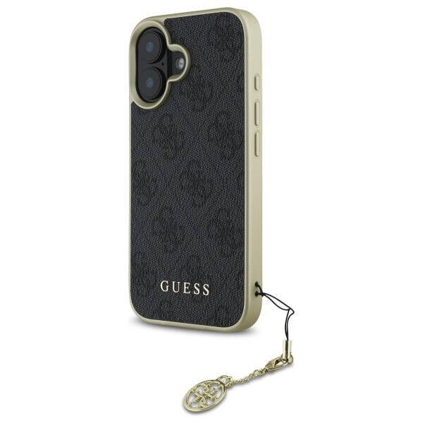 Guess iPhone 16 Plus - 4G Charms Collection - Θήκη με Επένδυση Συνθετικού Δέρματος - Black - GUHCP16MGF4GGR