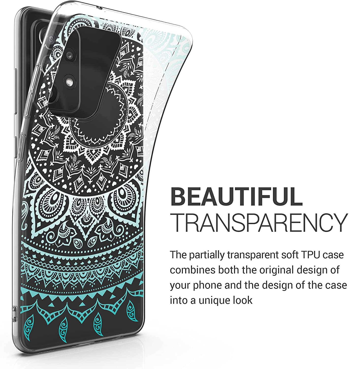 KW Samsung Galaxy A52 / A52 5G / A52s 5G Θήκη Σιλικόνης TPU Design Indian Sun - Mint Green / White - Διάφανη - 54348.07