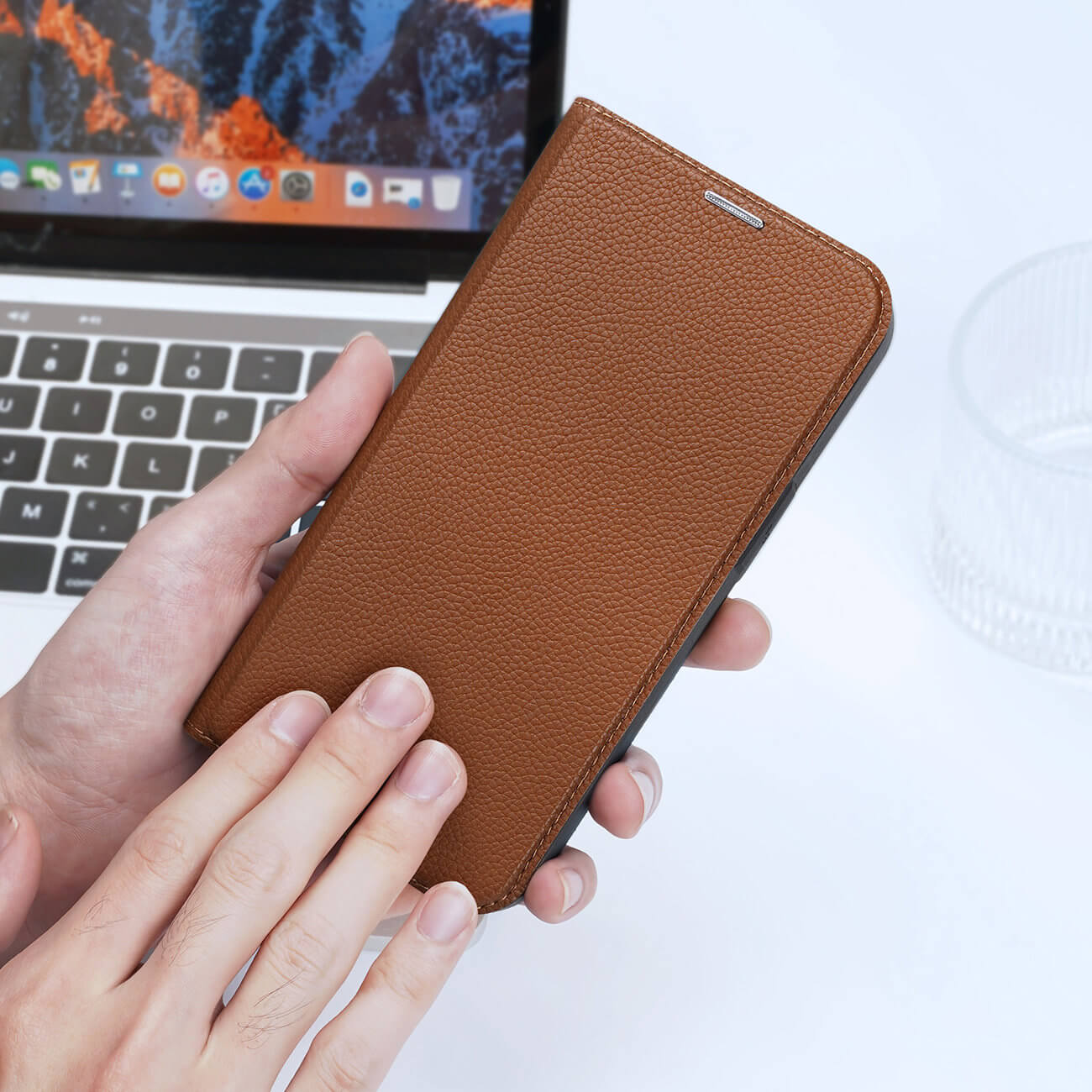 Dux Ducis iPhone 14 Plus Skin X2 Flip Stand Case Θήκη Βιβλίο - Brown