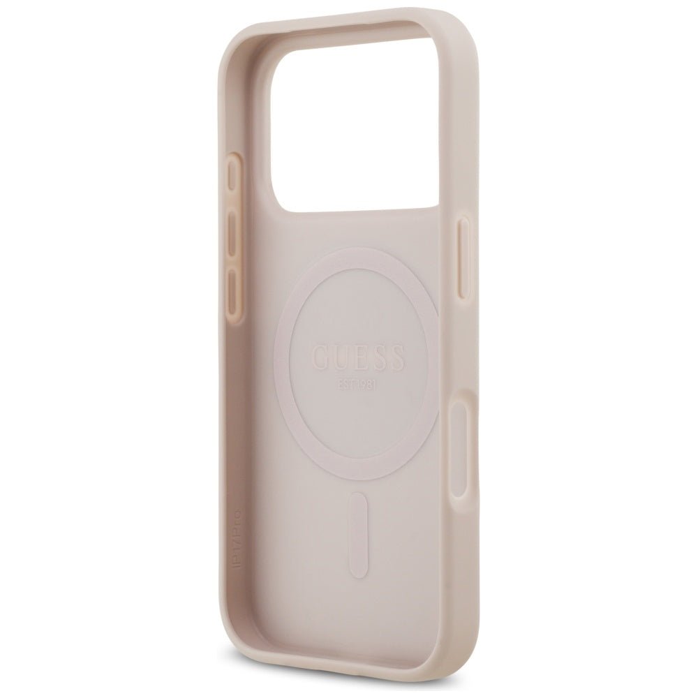 Guess iPhone 17 Pro - 4G Circle Classic Logo MagSafe - Θήκη με Επένδυση Συνθετικού Δέρματος - Pink - GUHMP17LP4PGRSGP