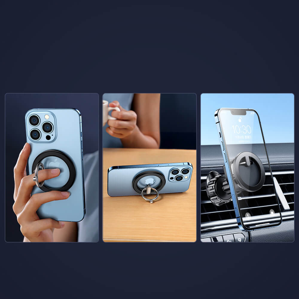 Joyroom Kit Multifunctional Μαγνητική Βάση Αυτοκινήτου Αεραγωγού και Μαγνητικό Δαχτυλίδι Συγκράτησης Κινητού - Black - JR - ZS294