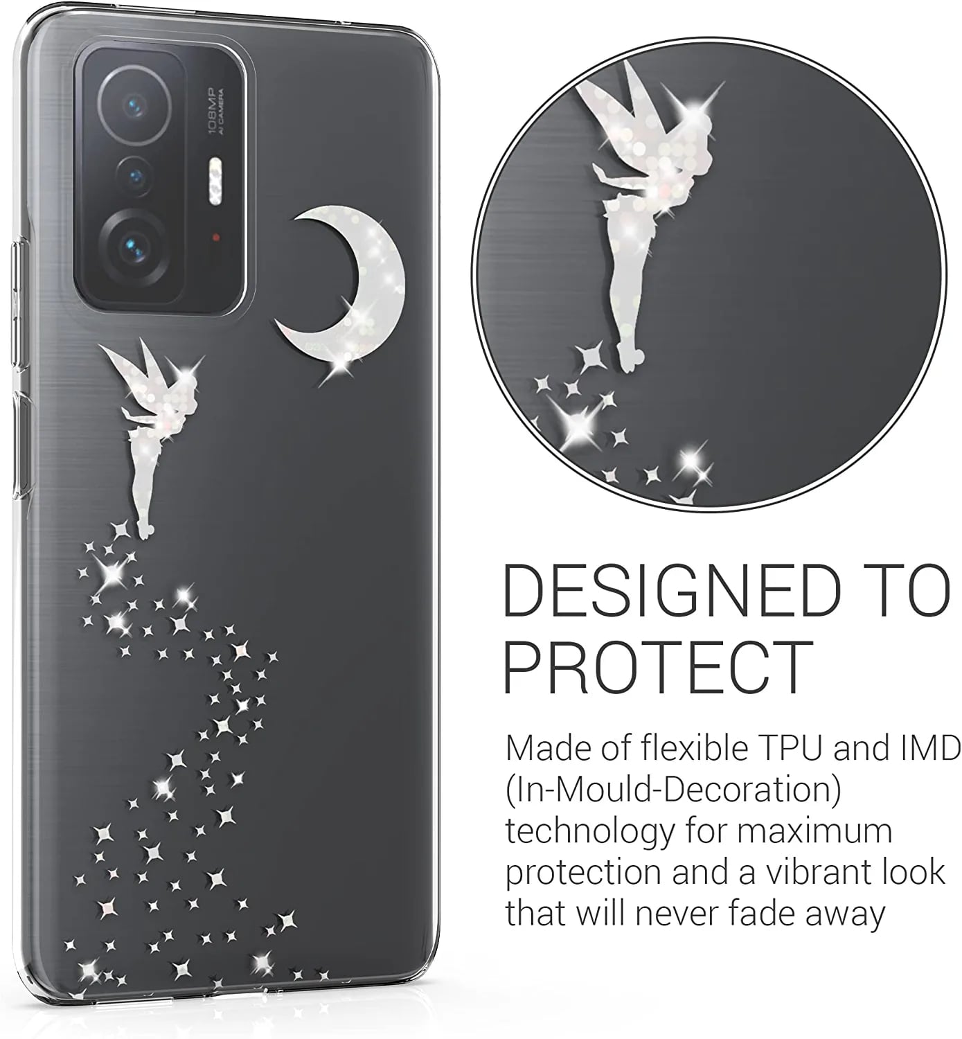KW Xiaomi 11T / 11T Pro Θήκη Σιλικόνης TPU - Design Fairy Glitter - Silver / Διάφανη - 57086.04