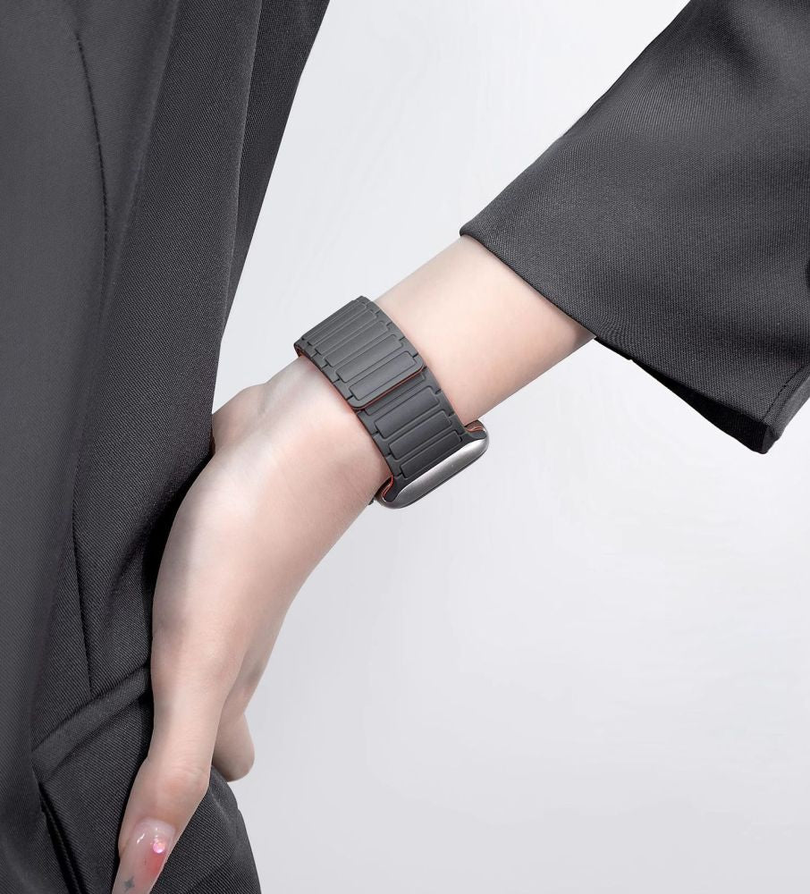 Tech - Protect Λουράκι Apple Watch 4 / 5 / 6 / 7 / 8 / 9 / SE / ULTRA 1 / ULTRA 2 - 42 / 44 / 45 / 49 mm IconBand Magnetic Μαγνητικό Σιλικόνης - Titanium / Orange