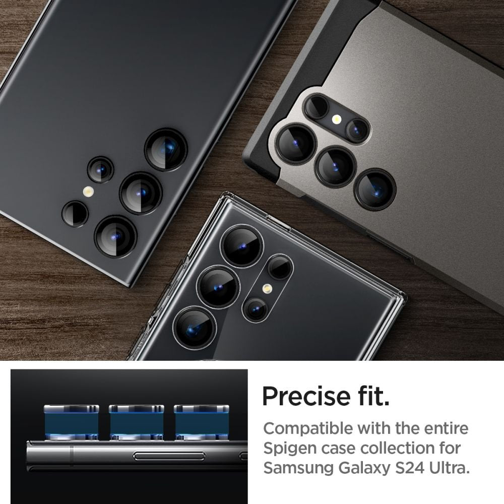 Spigen Samsung Galaxy S24 Ultra Optik.TR EZ Fit Αντιχαρακτικό Γυαλί για την Κάμερα - 2 Τεμάχια - Black