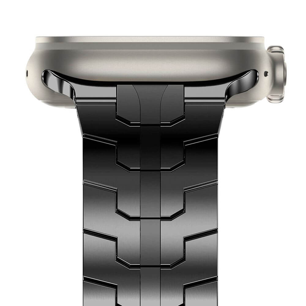 Techsuit Λουράκι Apple Watch 4 / 5 / 6 / 7 / 8 / 9 / SE / SE 2 / Ultra / Ultra 2 - 42 / 44 / 45 / 46 / 49 mm Watchband από Ανοξείδωτο Ατσάλι W063 - Black / Orange