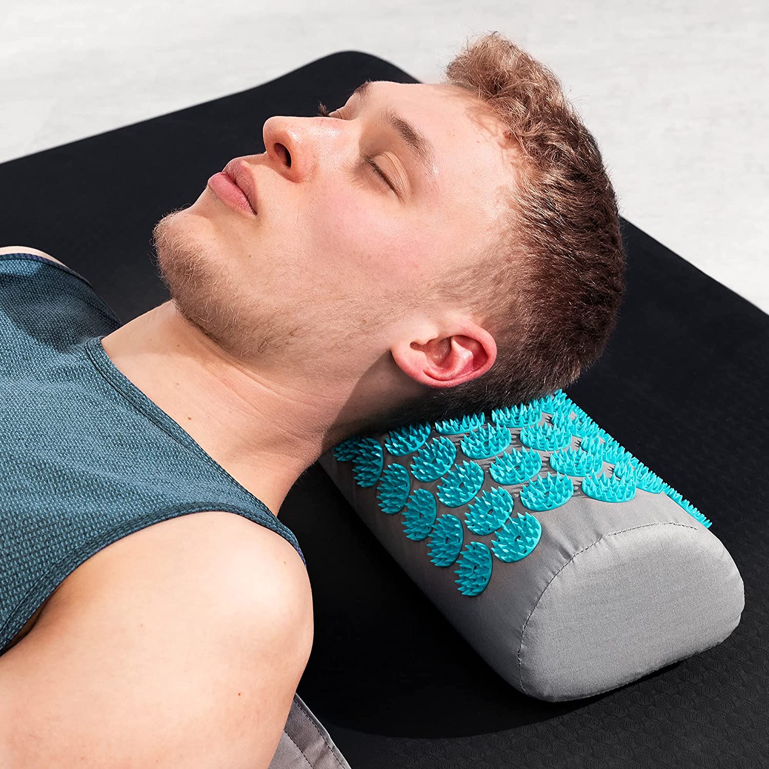 Navaris 2 - in - 1 Acupressure Mat and Pillow Set Σετ 2 σε 1 Χαλάκι και Μαξιλάρι Μασάζ - Grey / Light Blue - 52759.22.23