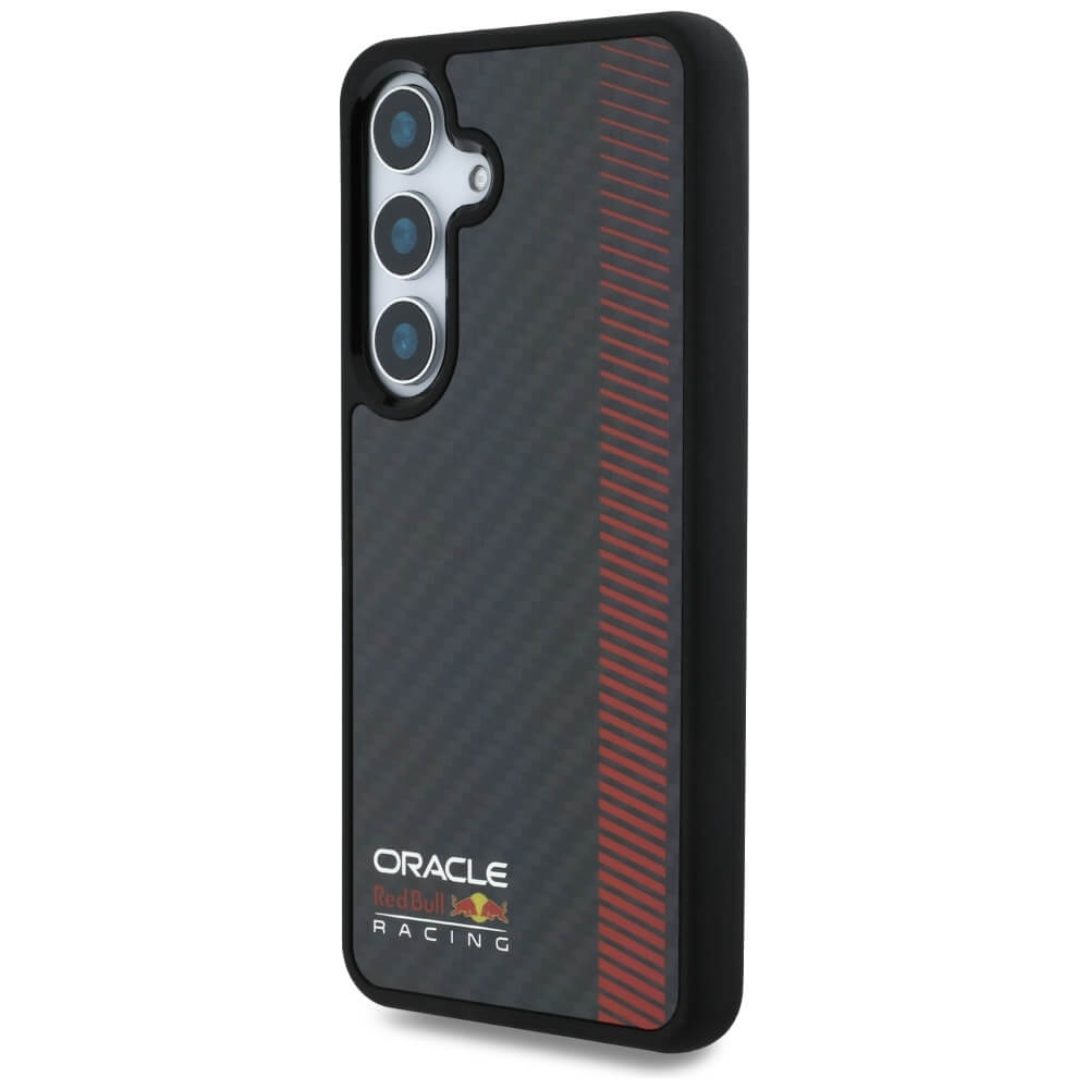 Red Bull Samsung Galaxy S25 - Real Carbon Fiber Powerbar - MagSafe Σκληρή Θήκη με Πλαίσιο Σιλικόνης - Black - RBHMS25S24CFGSMK