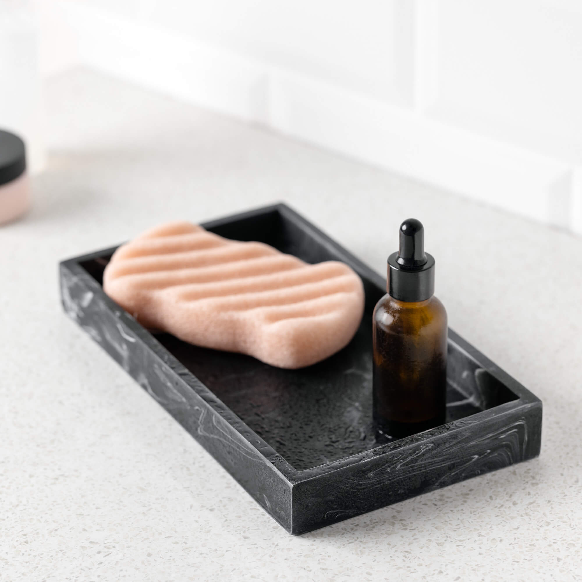 Navaris Διακοσμητικός Δίσκος από Πολυρεσίνη - Design Marble - 23,5 x 12,5 x 2,6 cm - Black - 55578.01