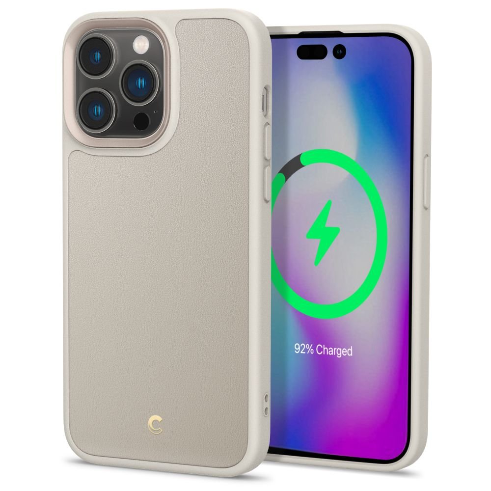 Spigen Cyrill iPhone 14 Pro Kajuk Mag Θήκη με Επένδυση Συνθετικού Δέρματος και MagSafe - Cream