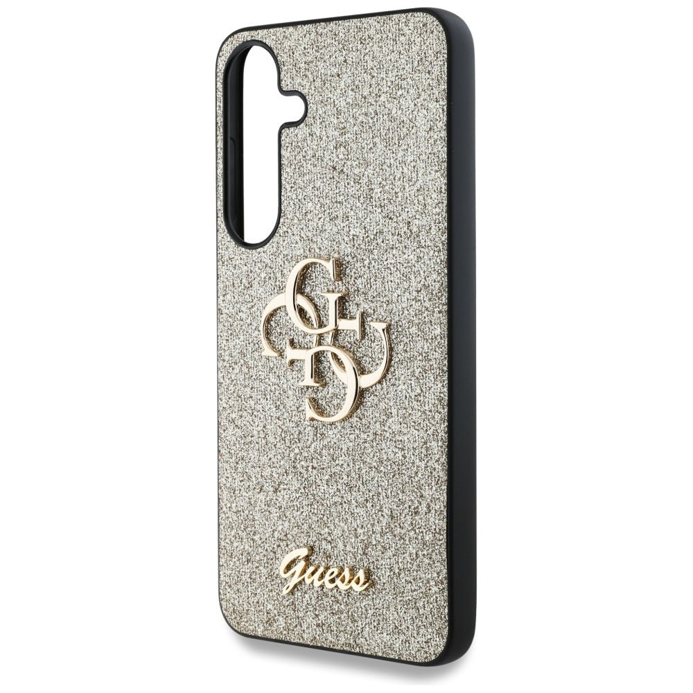 Guess Samsung Galaxy S25 - Fixed Glitter Big 4G - Σκληρή Θήκη με Πλαίσιο Σιλικόνης - Gold - GUHCS25SHG4SGD