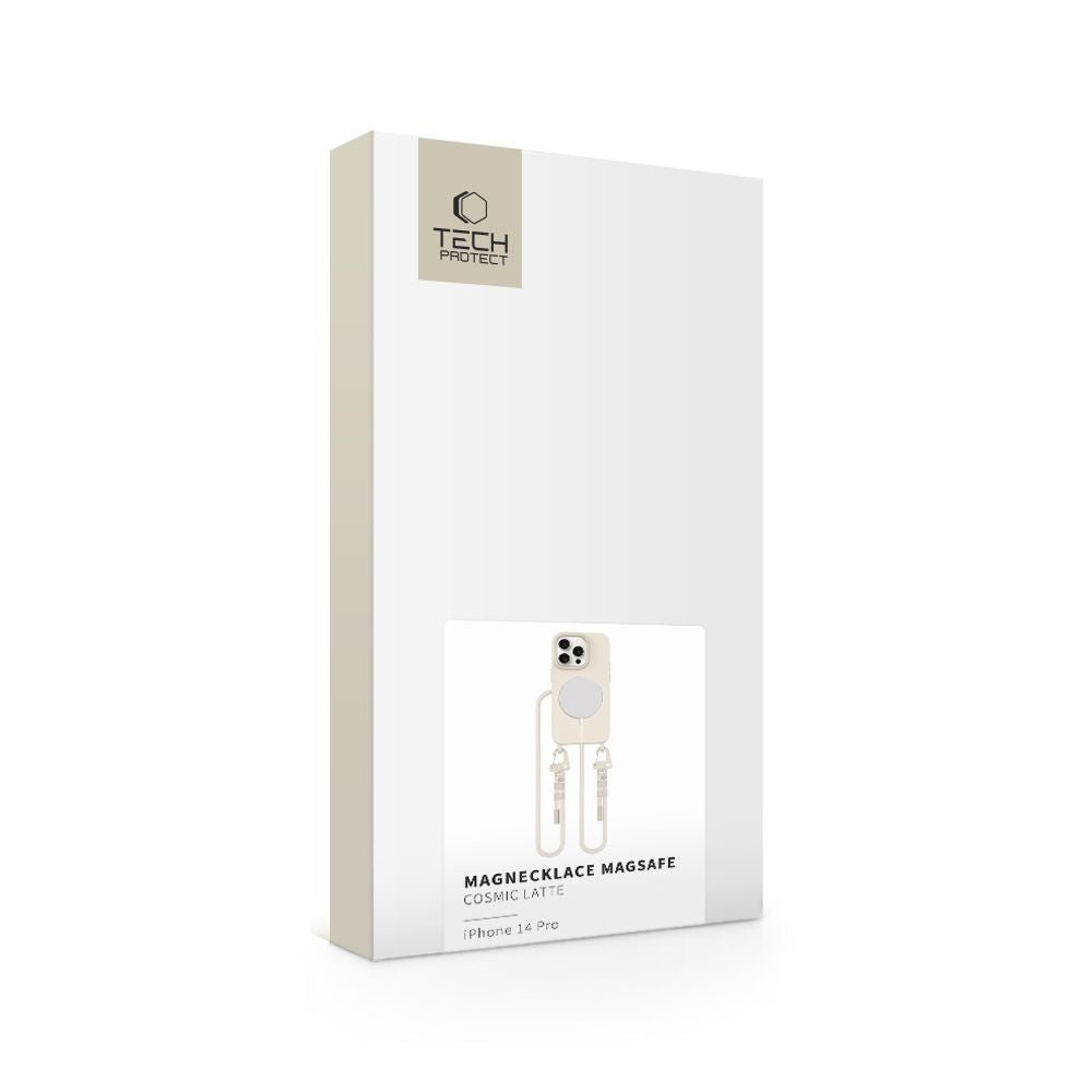 Tech - Protect iPhone 14 Pro MagNecklace - MagSafe Θήκη Σιλικόνης TPU με Pυθμιζόμενο Αποσπώμενο Κορδόνι - Cosmic Latte