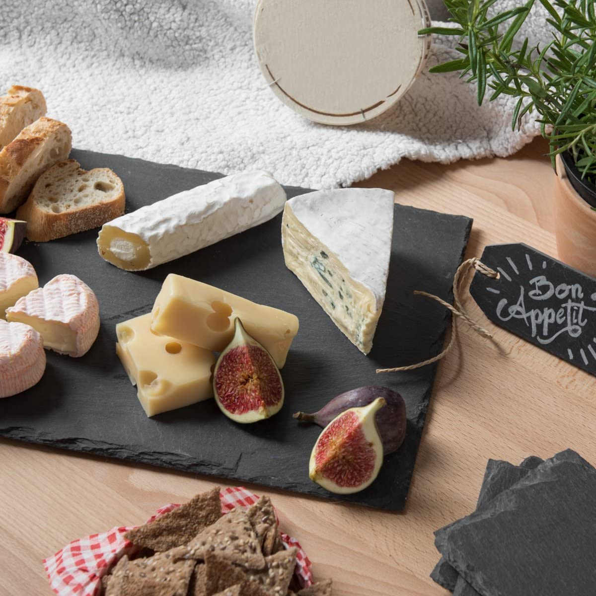 Navaris Σετ με 6 Ορθογώνιους Δίσκους Σερβιρίσματος από Σχιστόλιθο - Large - Anthracite - 47683.06.01