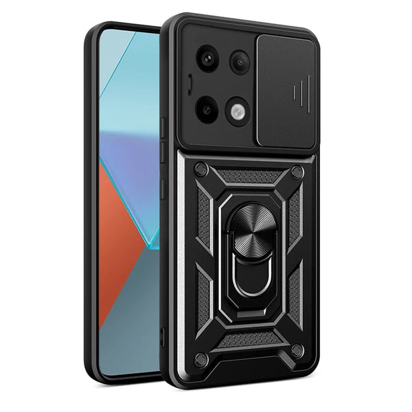 Techsuit Xiaomi Redmi Note 13 Pro+ 5G - CamShield - Σκληρή Θήκη με Προστασία Καμερών και Δαχτυλίδι Συγκράτησης - Black