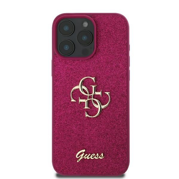 Guess iPhone 16 Pro Max - Fixed Glitter Big 4G - Σκληρή Θήκη με Πλαίσιο Σιλικόνης - Purple - GUHCP16XHG4SGU