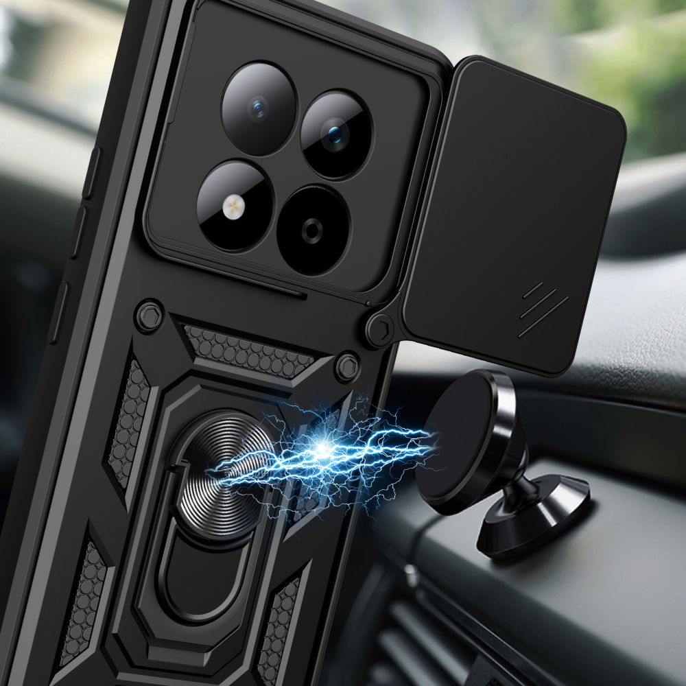 Tech - Protect Xiaomi Redmi Note 15 Pro+ 5G / Poco M8 Pro - Σκληρή Θήκη με Πλαίσιο Σιλικόνης και Δαχτυλίδι Συγκράτησης - Camshield Pro - Matte Black