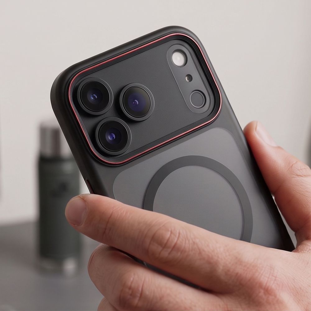Tech-Protect iPhone 18 Pro Max / iPhone 17 Pro Max - Σκληρή Θήκη με Πλαίσιο Σιλικόνης MagSafe - MagCam - Matte Black / Red