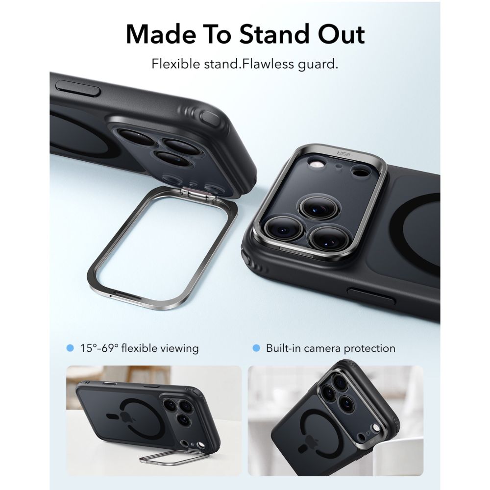 ESR iPhone 18 Pro / iPhone 17 Pro - Σκληρή Θήκη MagSafe με Πλαίσιο Σιλικόνης και Σταντ - Classic Hybrid Kickstand - Frosted Black