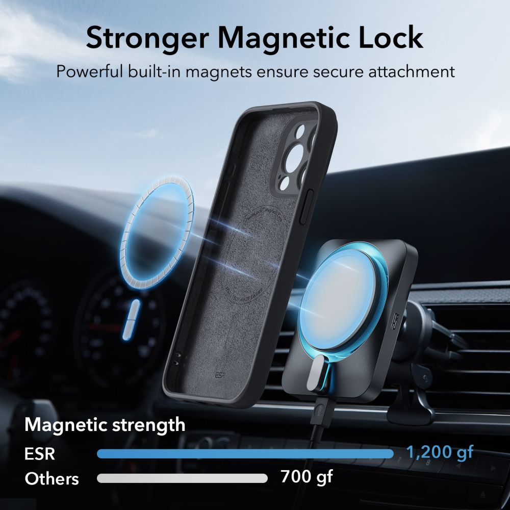 ESR iPhone 15 Pro Max Cloud Halolock MagSafe Σκληρή Θήκη με Πλαίσιο Σιλικόνης - Black