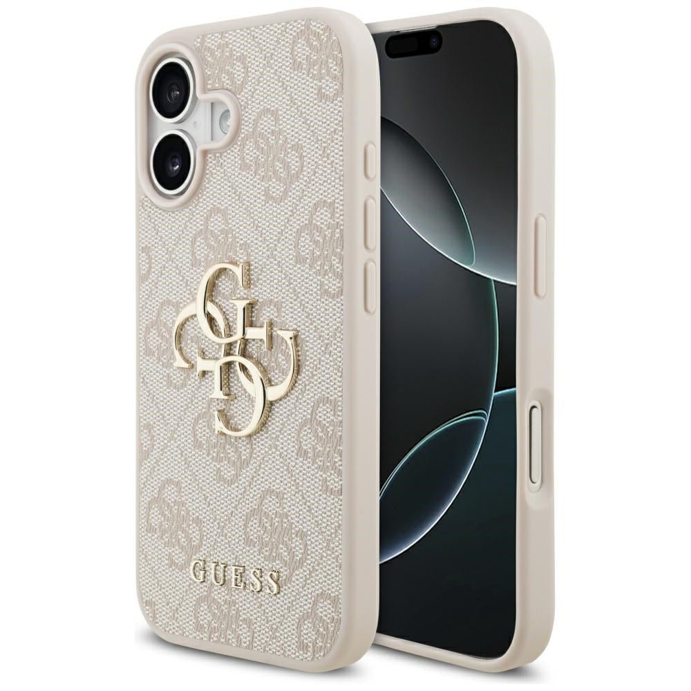 Guess iPhone 17 - 4G Big Logo - Σκληρή Θήκη με Πλαίσιο Σιλικόνης και Επένδυση Συνθετικού Δέρματος - Pink - GUHCP17S4GMGPI