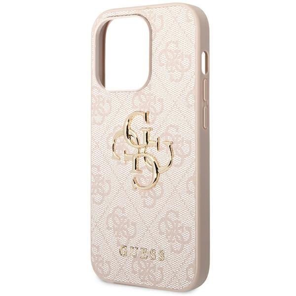 Guess iPhone 14 Pro Max - 4G Big Metal Logo Θήκη με Επένδυση Συνθετικού Δέρματος - Pink - GUHCP14X4GMGPI