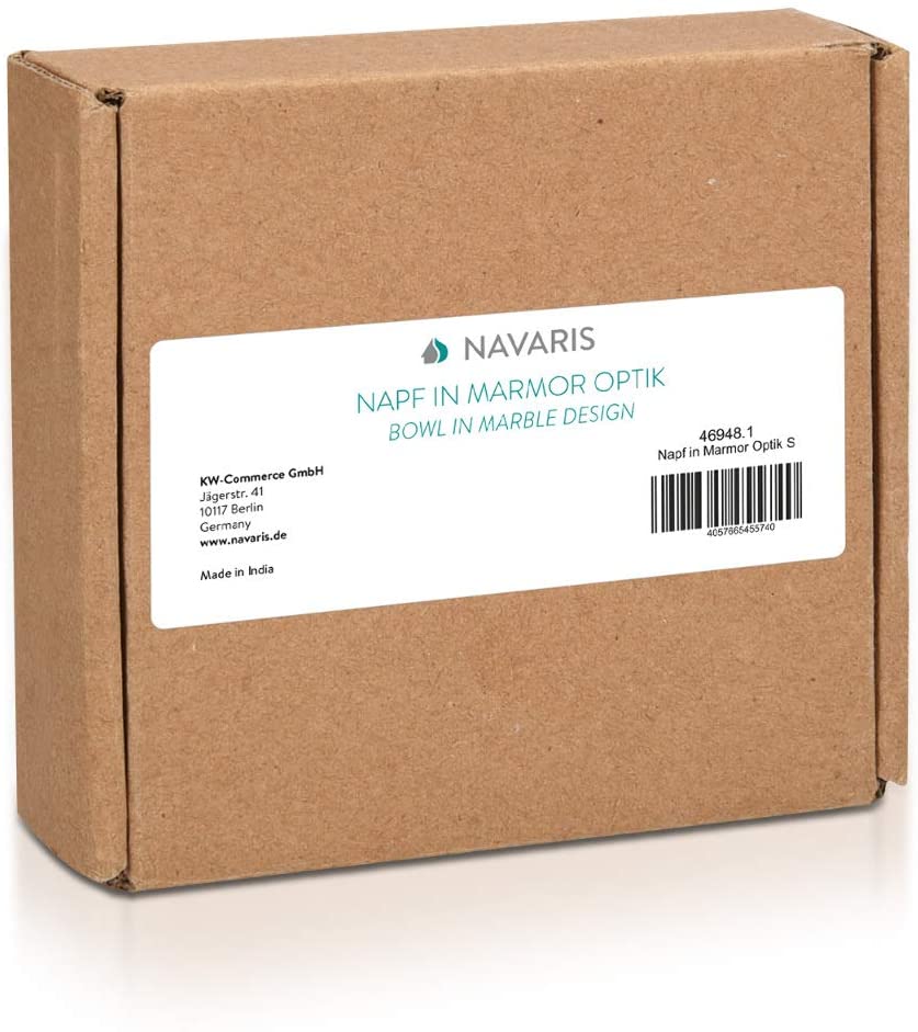 Navaris Ανοξείδωτo Μπολ Φαγητού για Γάτες και Σκύλους - Design Marble - 350 ml - Silver - 46948.1