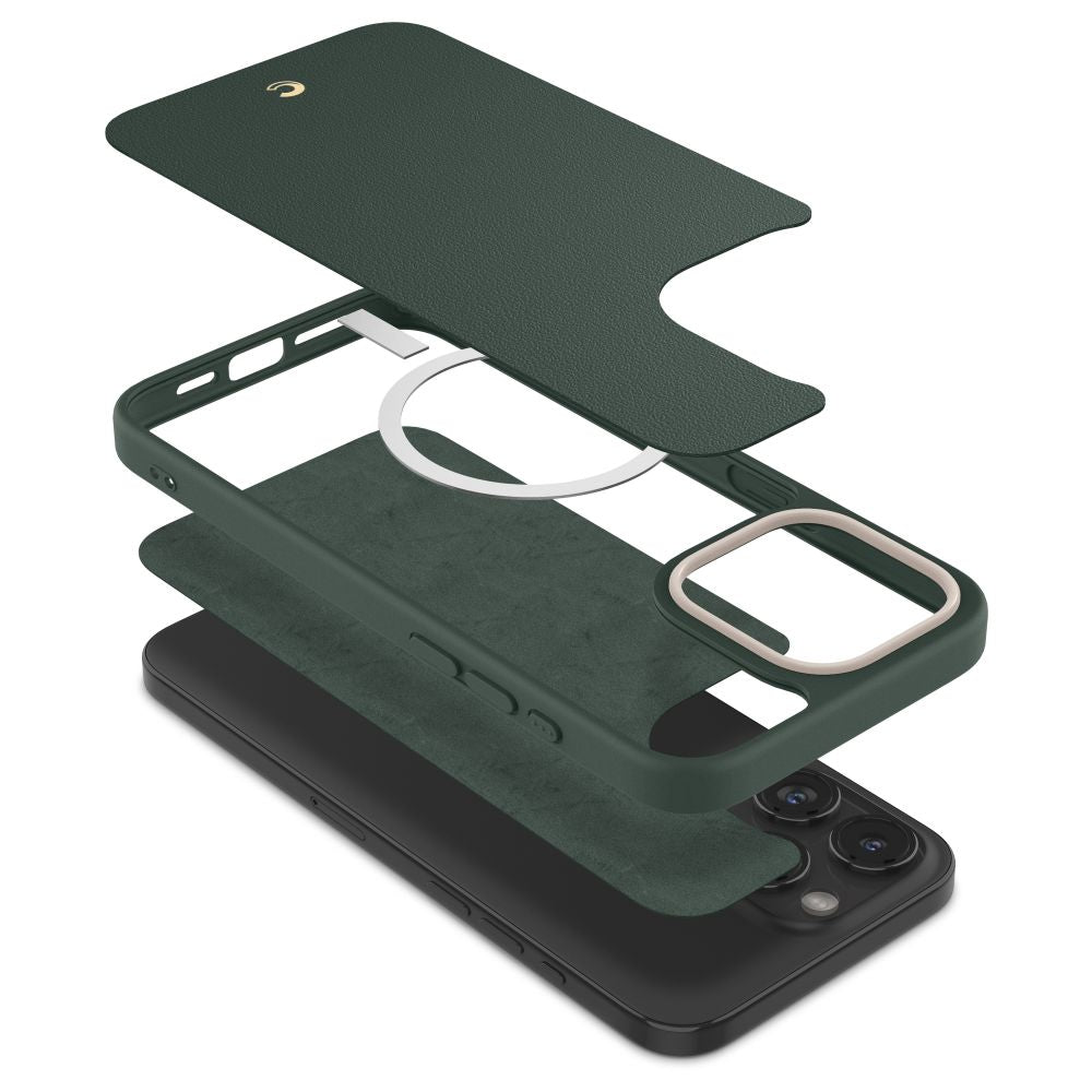 Spigen Cyrill iPhone 15 Pro Max Kajuk Mag Θήκη με Επένδυση Συνθετικού Δέρματος και MagSafe - Forest Green