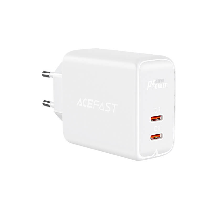 Acefast A9 Quick Charger 40W Οικιακός Φορτιστής Γρήγορης Φόρτισης με 2 Θύρες Type - C - White
