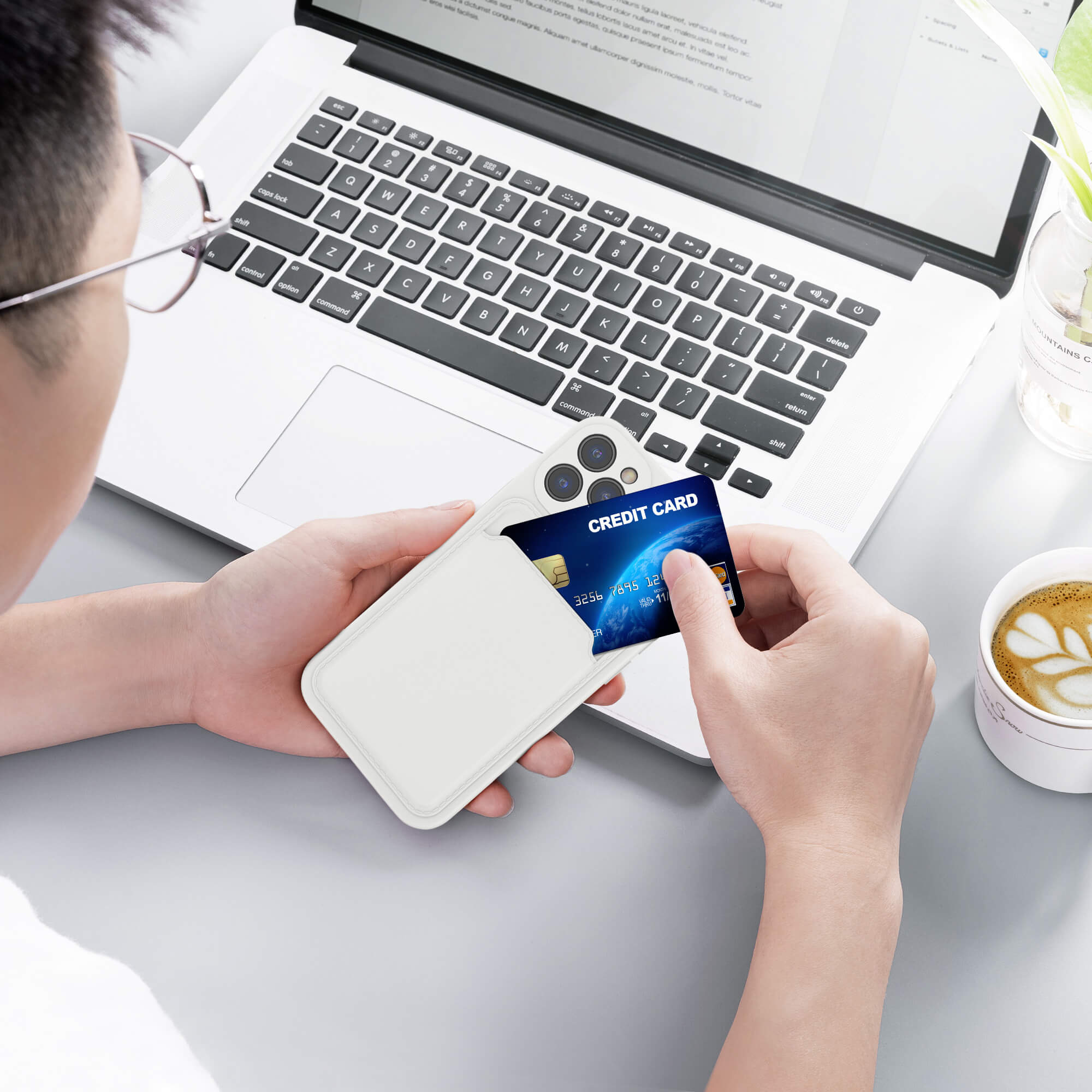 KW iPhone 12 / iPhone 12 Pro Θήκη Σιλικόνης TPU με Υποδοχή για Κάρτα - White - 55112.02