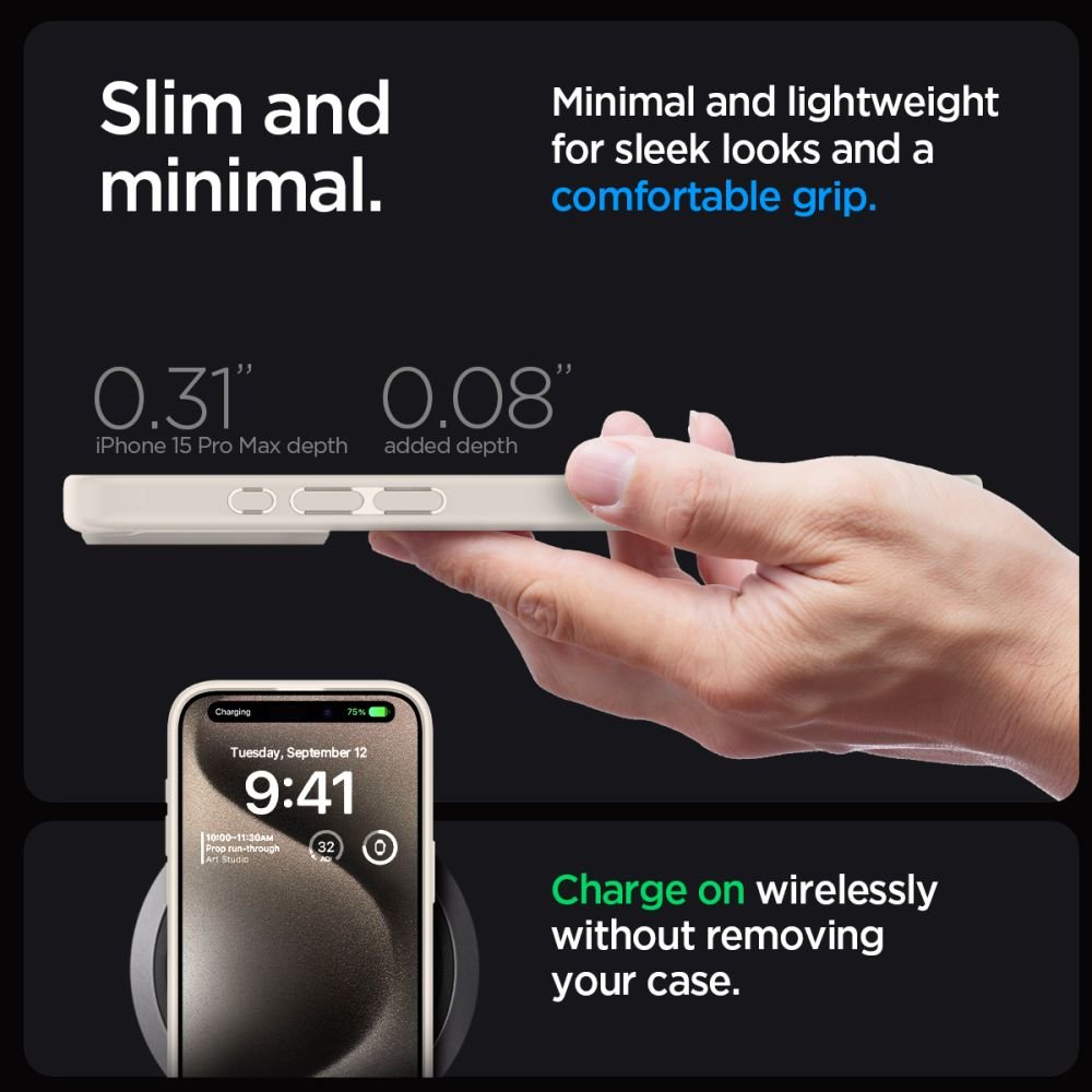Spigen iPhone 15 Pro Ultra Hybrid Σκληρή Θήκη με Πλαίσιο Σιλικόνης - Natural Titanium