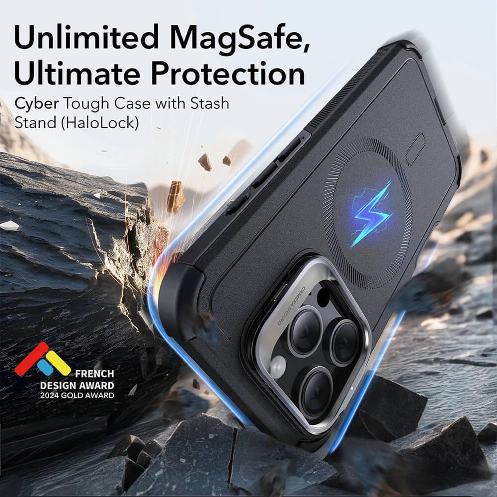 ESR iPhone 16 Pro Max Cyber Armor Kickstand Σκληρή Θήκη με Stand και MagSafe - Grey