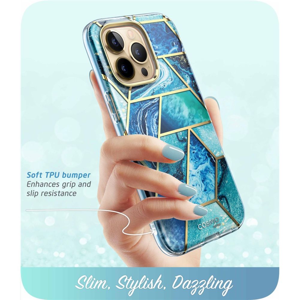 i - Blason iPhone 14 Pro Max Cosmo Σκληρή Θήκη με Πλαίσιο Σιλικόνης και Προστασία Οθόνης - Ocean Blue