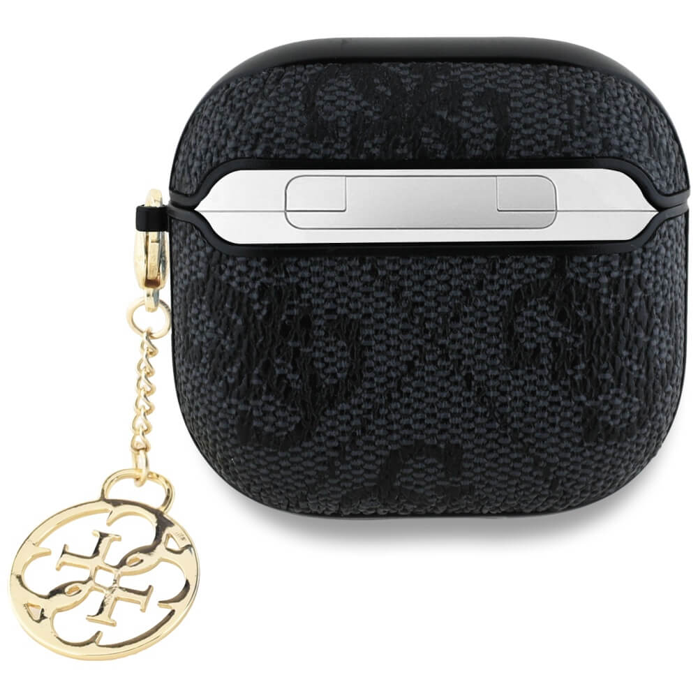 Guess AirPods 4 Θήκη με Επένδυση Συνθετικού Δέρματος - 4G Charm Collection - Black