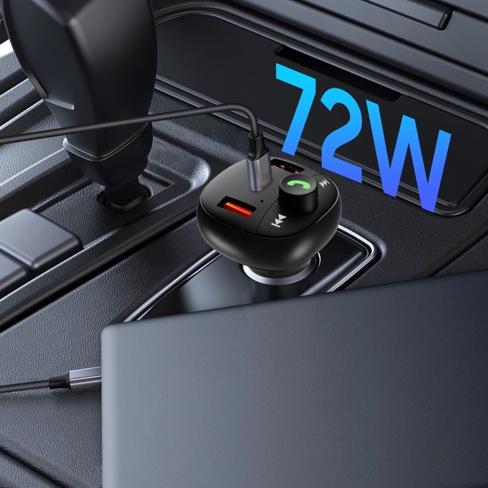 Tech - Protect CC06 FM Transmitter για Αναπαραγωγή Μουσικής / Κλήσεις / Φόρτιση Κινητών στο Αυτοκίνητο PD72W - Black