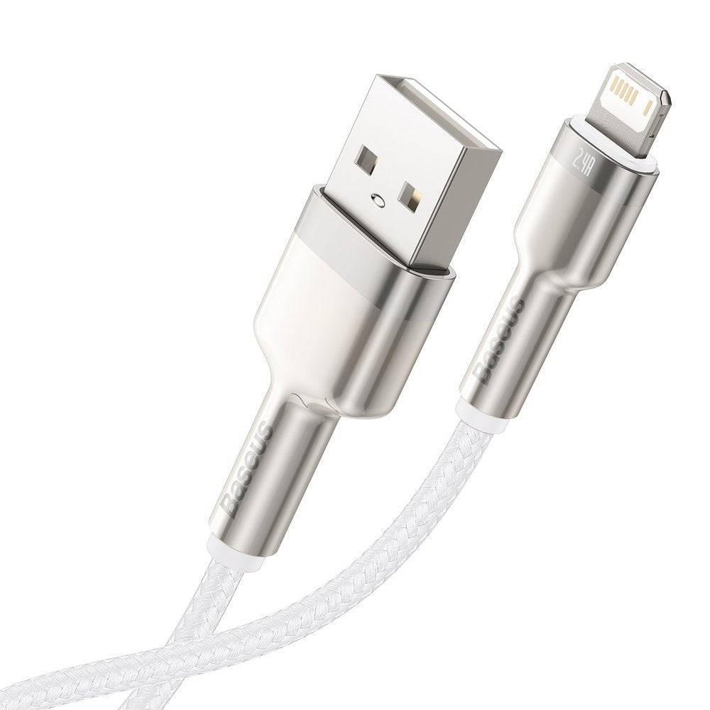 Baseus Cafule Metal Cable Lightning 2.4A - Καλώδιο Δεδομένων και Φόρτισης Lightning 2M - White - CALJK - B02