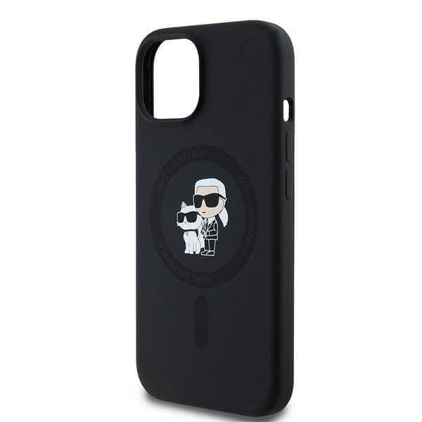 Karl Lagerfeld iPhone 13 / 14 / 15 - Silicone Karl and Choupette - Θήκη Σιλικόνης με MagSafe - Black - KLHMP15SSCMKCRHK