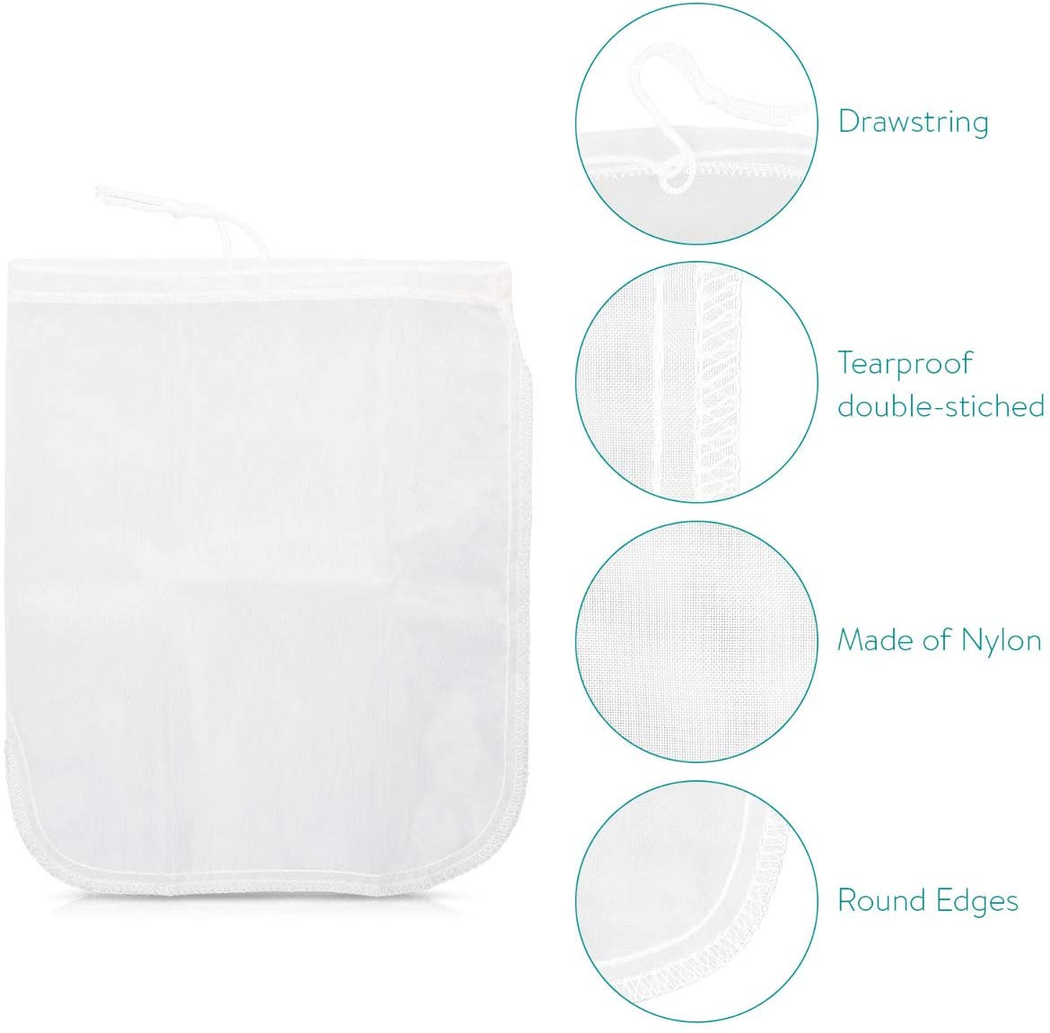 Navaris Organic Nut Milk Bag Σακούλα Γάλακτος - Medium 25 x 30cm - White - 44348.02