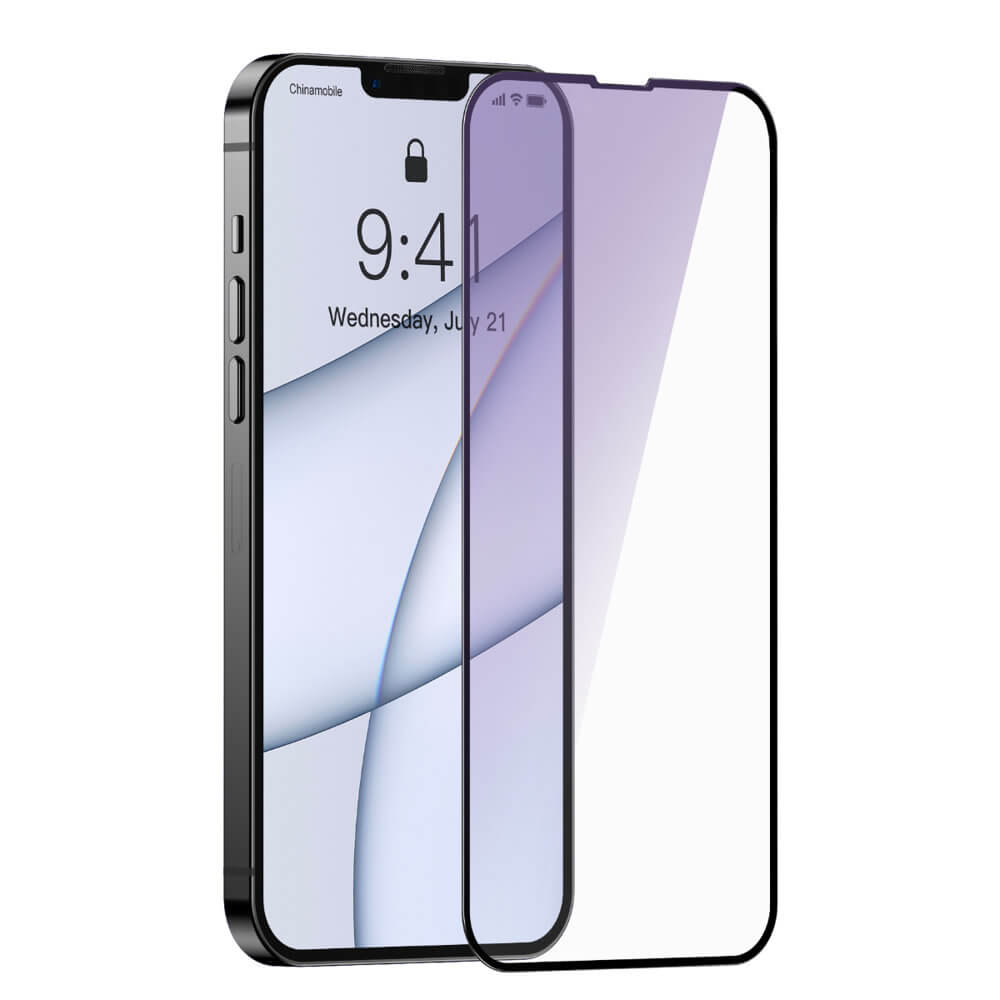 Baseus iPhone 13 Pro Max 0.3mm Anti - Blue Light Case Friendly Full Screen Αντιχαρακτικό Γυαλί Οθόνης - 2 Τεμάχια - Black - SGQP010501