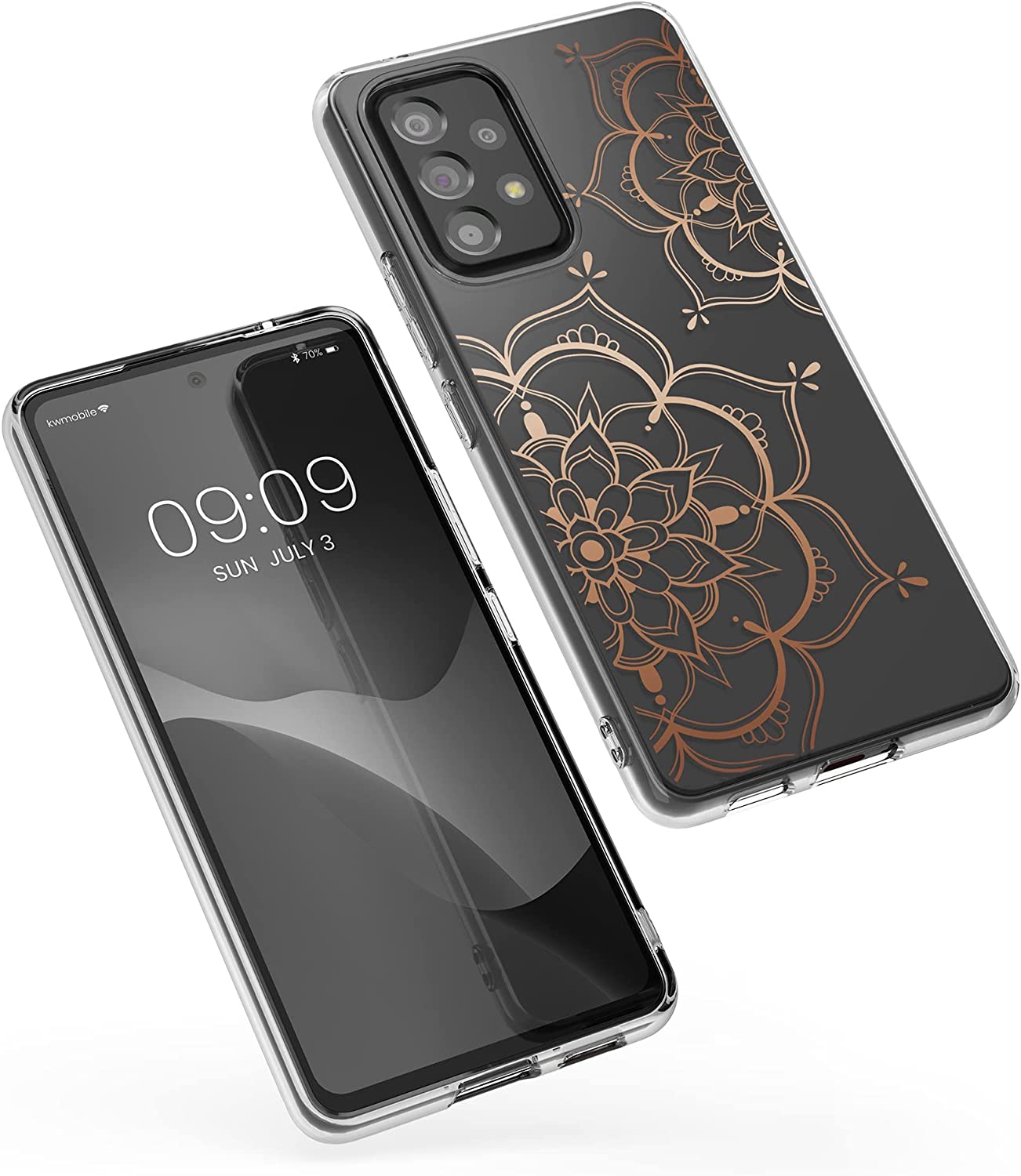 KW Samsung Galaxy A53 5G Θήκη Σιλικόνης TPU Design Flowers Gemini - Rose Gold - Διάφανη - 58800.02