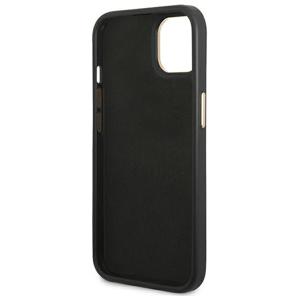 Guess iPhone 14 4G Vintage Gold Logo Σκληρή Θήκη με Πλαίσιο Σιλικόνης - Black - GUHCP14SHG4SHK