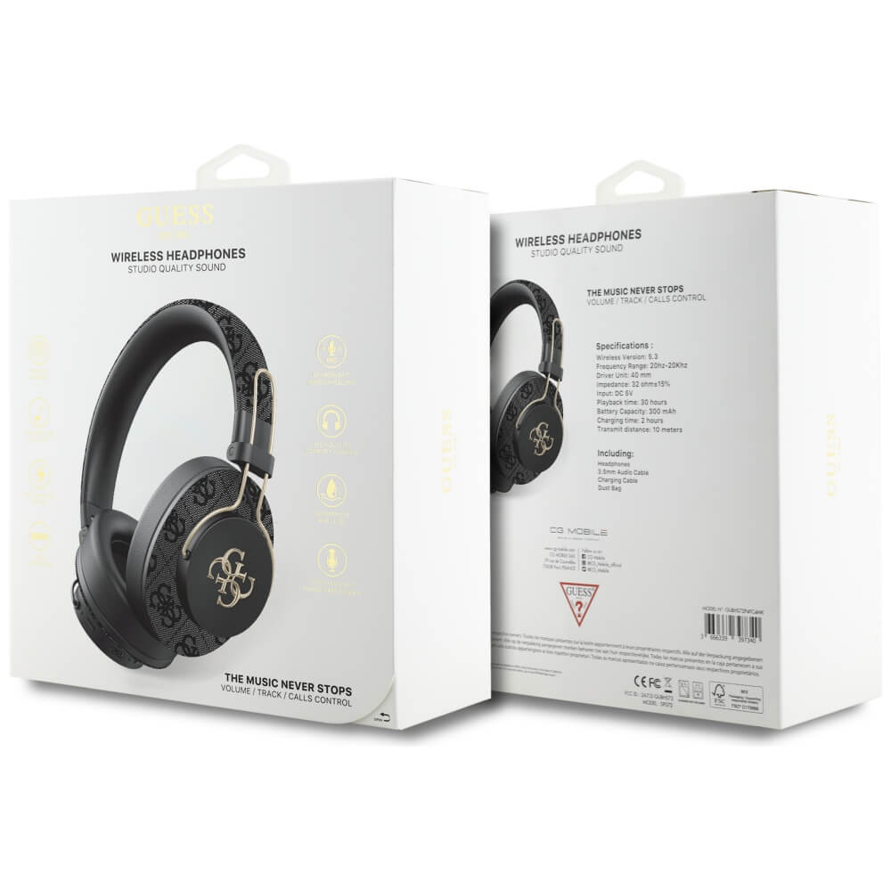 Guess Over - Ear Metal 4G Logo - Ασύρματα Bluetooth Ακουστικά - Black