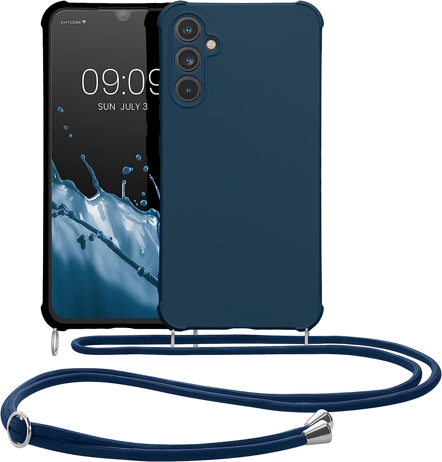 KW Samsung Galaxy A34 5G Θήκη Σιλικόνης TPU με Λουράκι - Dark Blue - 60820.17