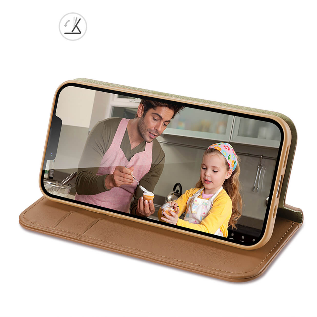 Dux Ducis iPhone 14 Plus Hivo Θήκη Πορτοφόλι Stand από Γνήσιο Δέρμα - Brown