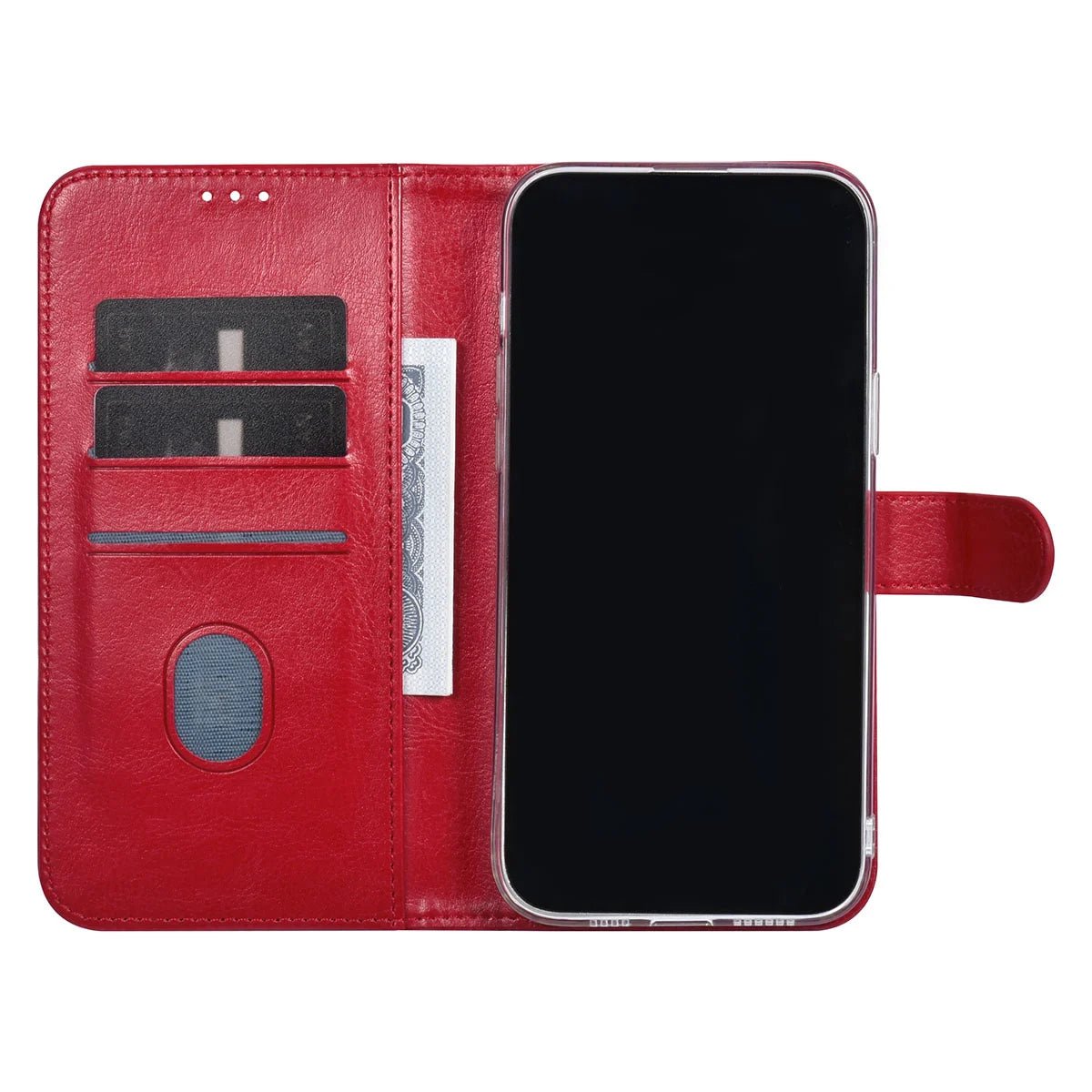 Tuniq iPhone 15 Pro Max - Θήκη Πορτοφόλι Stand από Δερματίνη - Κόκκινη