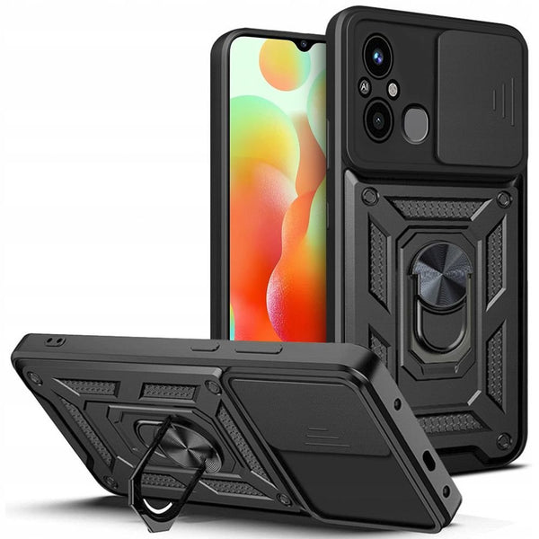 Tech - Protect Xiaomi Redmi 12C Camshield Pro Σκληρή Θήκη με Πλαίσιο Σιλικόνης και Δαχτυλίδι Συγκράτησης - Black
