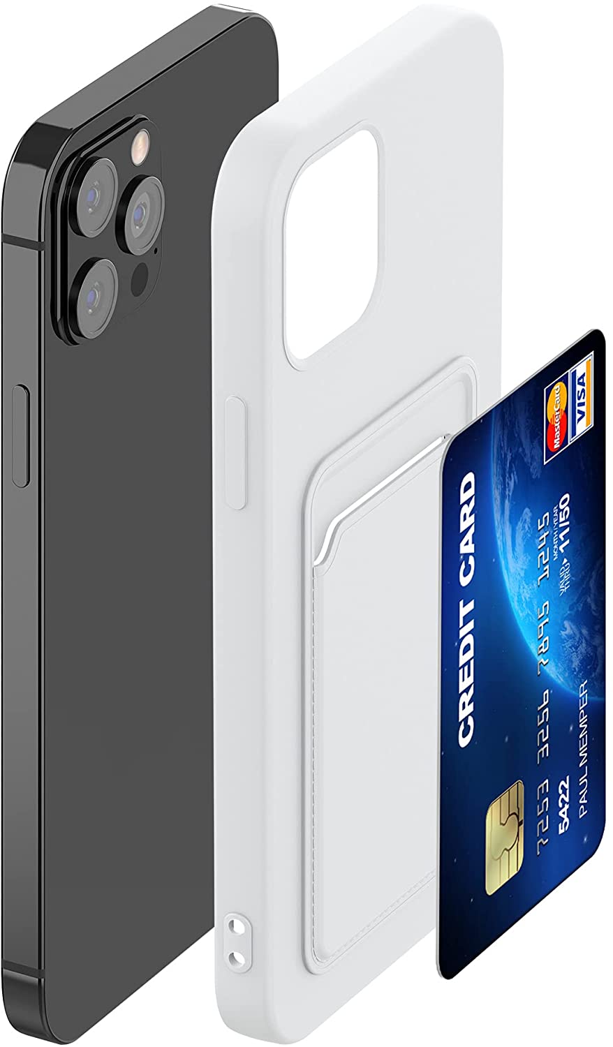KW iPhone 12 Pro Max Θήκη Σιλικόνης TPU με Υποδοχή για Κάρτα - White - 55113.02